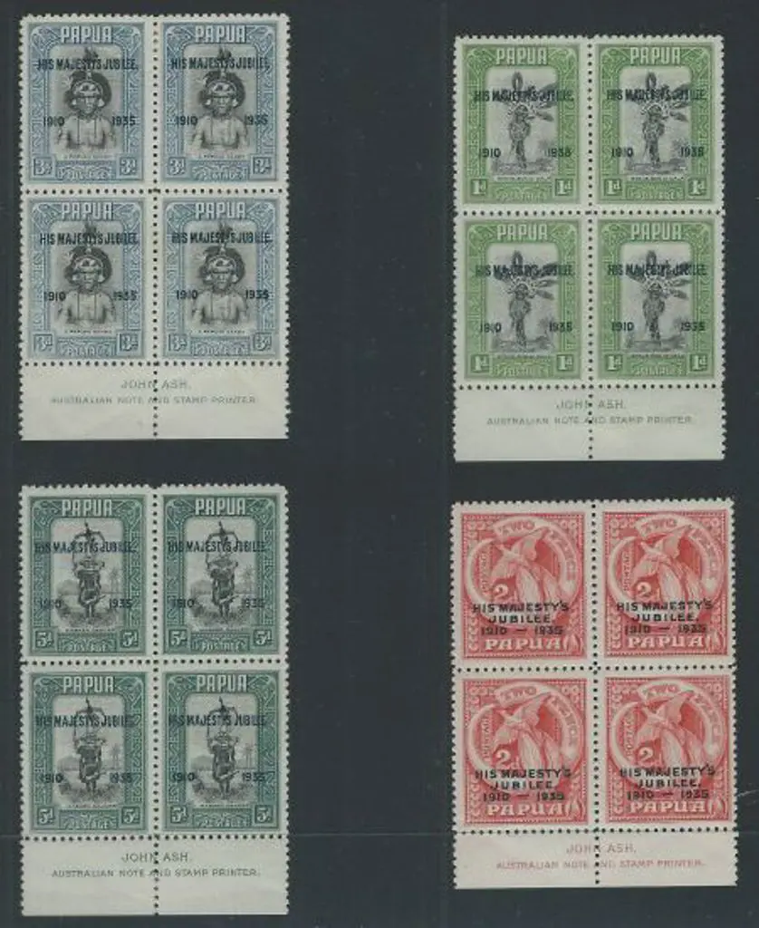 1935 Silver Jubilee set of 4 in Ash imprint blocks ... Image 1++