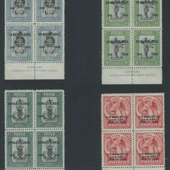 1935 Silver Jubilee set of 4 in Ash imprint blocks ...