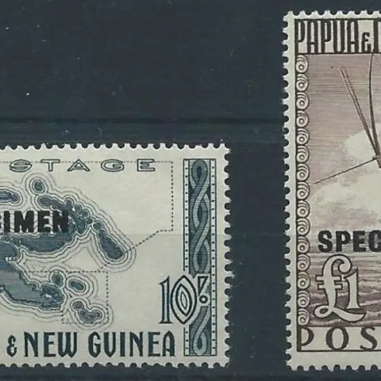 1952 10/- & £1 ovptd SPECIMEN. MLH. SG 14s/15s ...