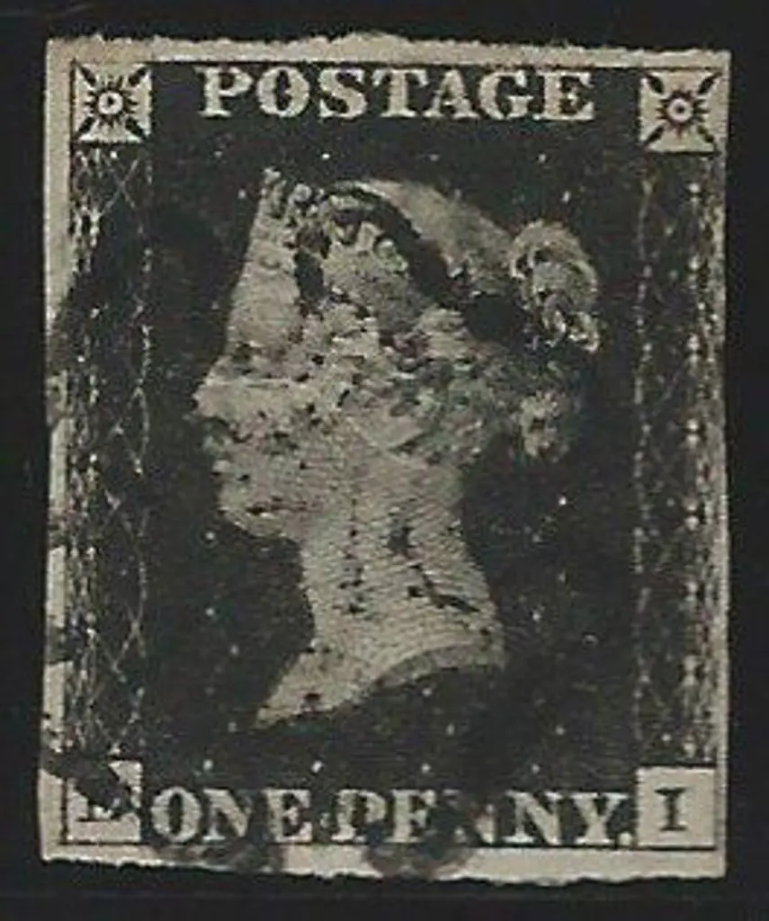 1840 1d intense black plate 6 with 3½ margin just ... Image 1++