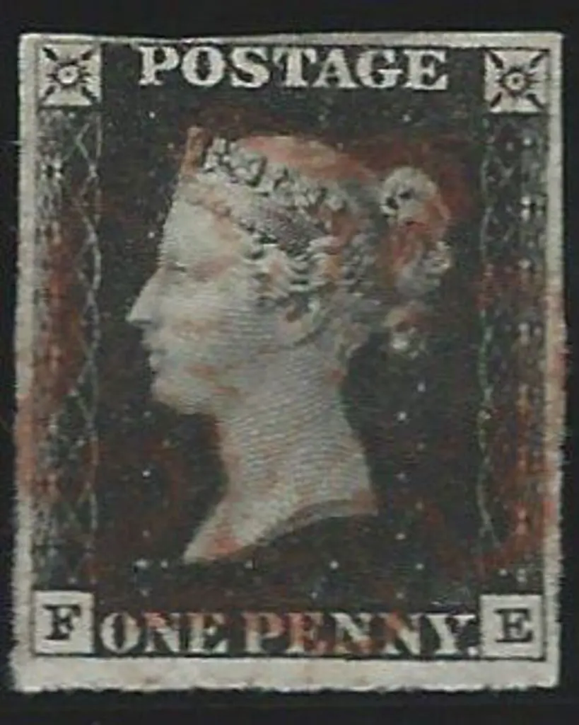 1840 1d black plate 1b. 4 margins (close at top) ... Image 1++