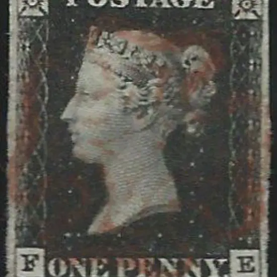1840 1d black plate 1b. 4 margins (close at top) ...