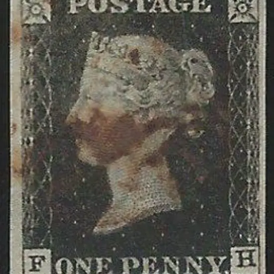 1840 1d black plate 8 with 4 clear margins. Smudgy ...