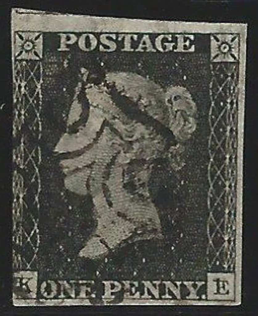 1840 1d grey-black (worn plate) with 3 clear ... Image 1++