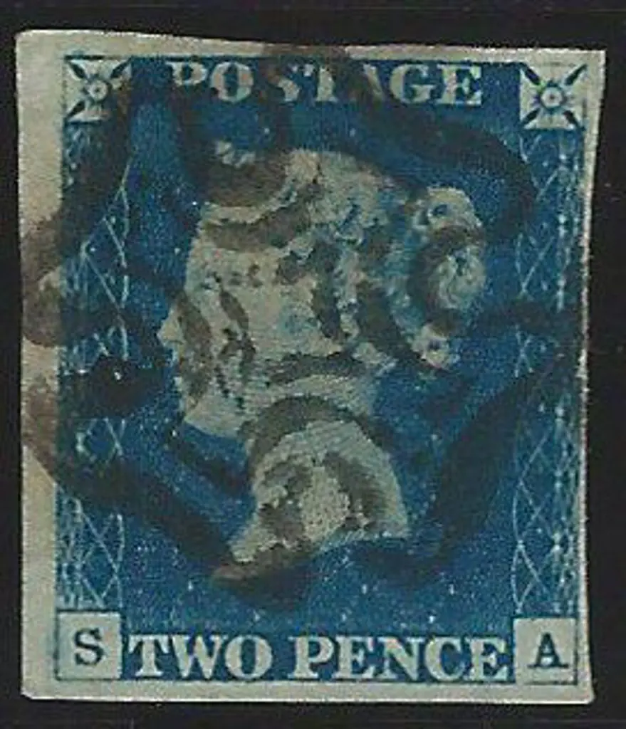 1840 2 deep full blue with 4 margins. F/U by crisp ... Image 1++