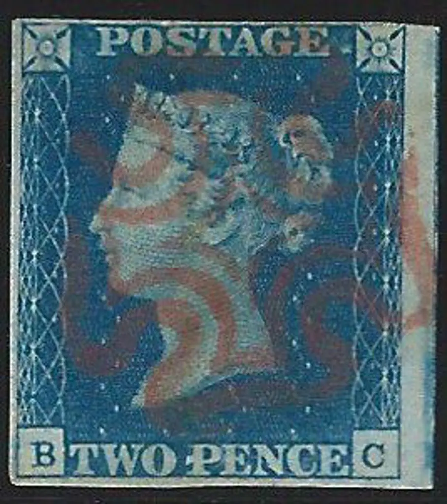 1840 2d blue with 4 margins incl neighbouring ... Image 1++