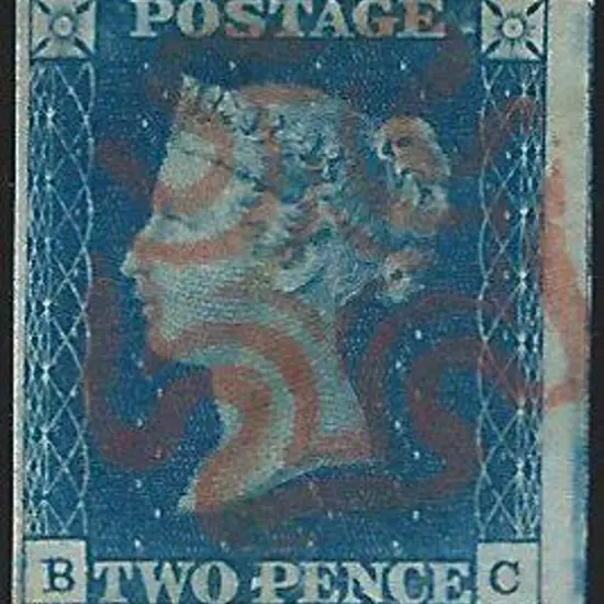 1840 2d blue with 4 margins incl neighbouring ...