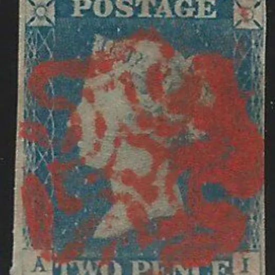 1840 2d pale blue with 4 margins (close at right). ...