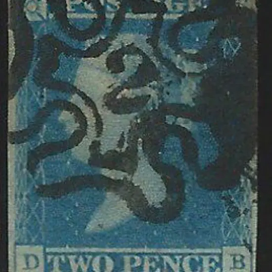1841 2d blue with 2 clear margins touching top & ...