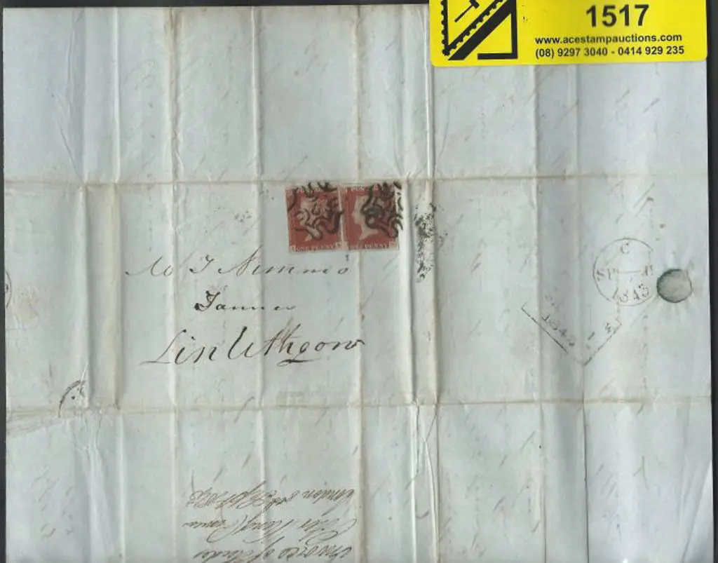 1843 (19th Sept) entire with 2 single 1d imperf ... Image 1++