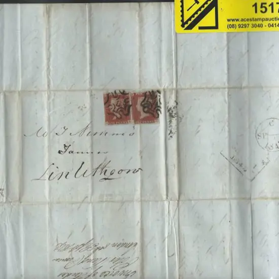 1843 (19th Sept) entire with 2 single 1d imperf ...