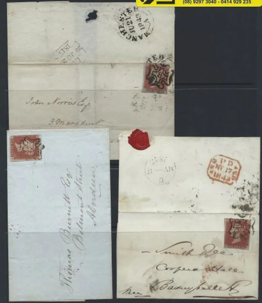 1843 letter sheet outers x 3 all franked with ... Image 1++