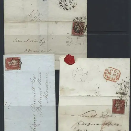 1843 letter sheet outers x 3 all franked with ...