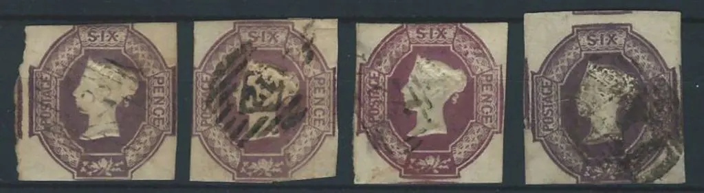 1847/54 6d embossed in all four catalogued shades. ... Image 1++
