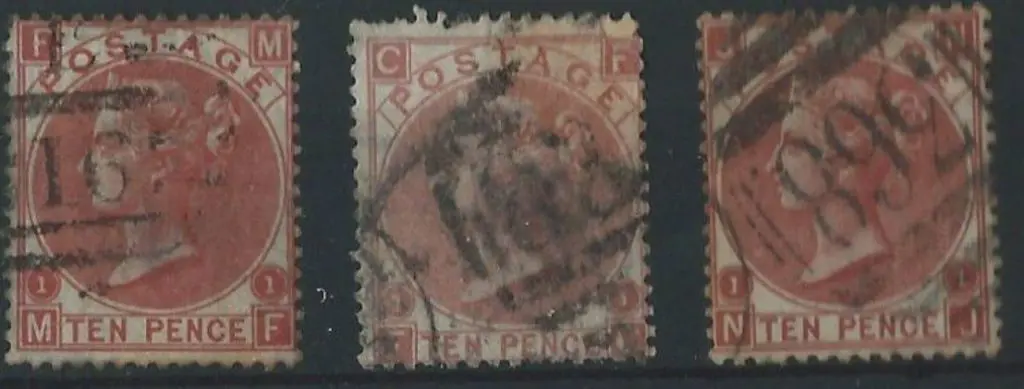 1867/80 10d red brown QV in the 3 catalogued ... Image 1++