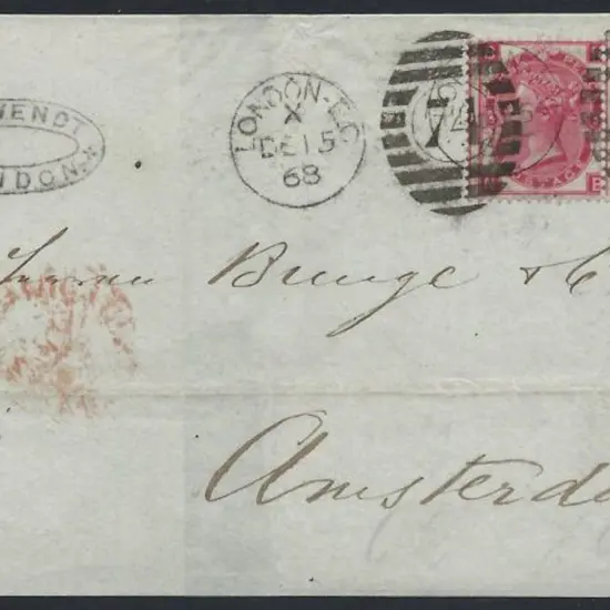 1868 (15th Dec) cover to Amsterdam with 3d rose ...