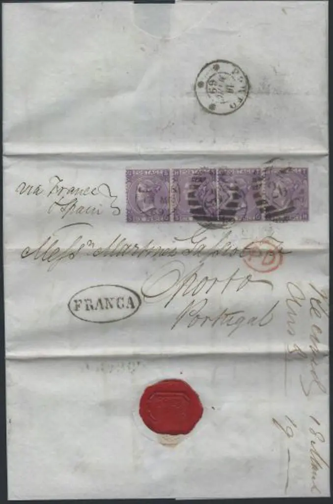 1869 (13th Mar) Entire addressed to Portugal with ... Image 1++