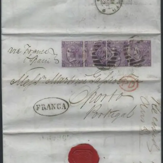 1869 (13th Mar) Entire addressed to Portugal with ...