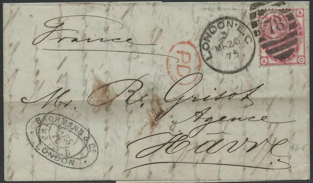 1875 (20th Mar) Entire to France with 1873/80 3d ... Image 1++
