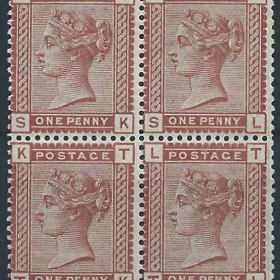 1880 1d Venetian red MUH block of 4. Centred left ...