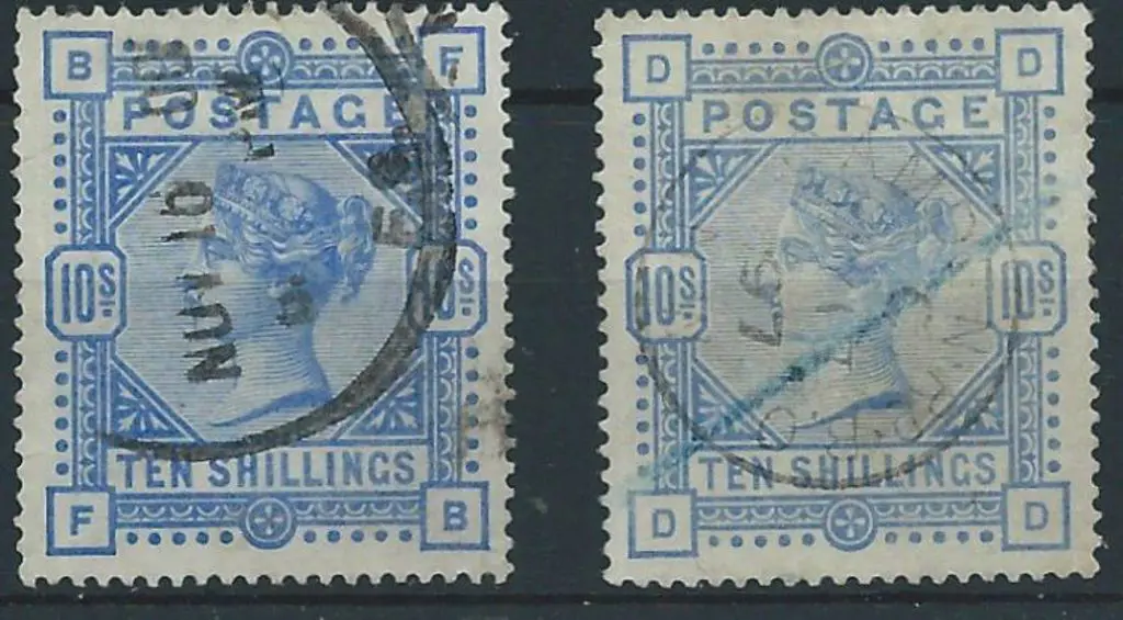1883/84 10/- ultramarine & pale ultramarine shade. ... Image 1++