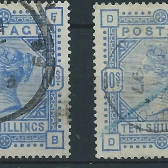 1883/84 10/- ultramarine & pale ultramarine shade. ...
