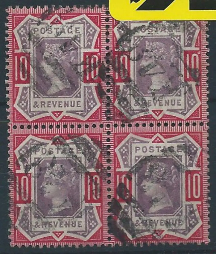 1890 10d dull purple & carmine Jubilee block of 4 ... Image 1++