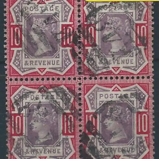 1890 10d dull purple & carmine Jubilee block of 4 ...