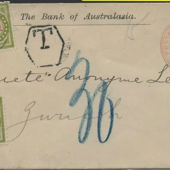1896 (25th Mar) London to Zurich QV 1d embossed ...
