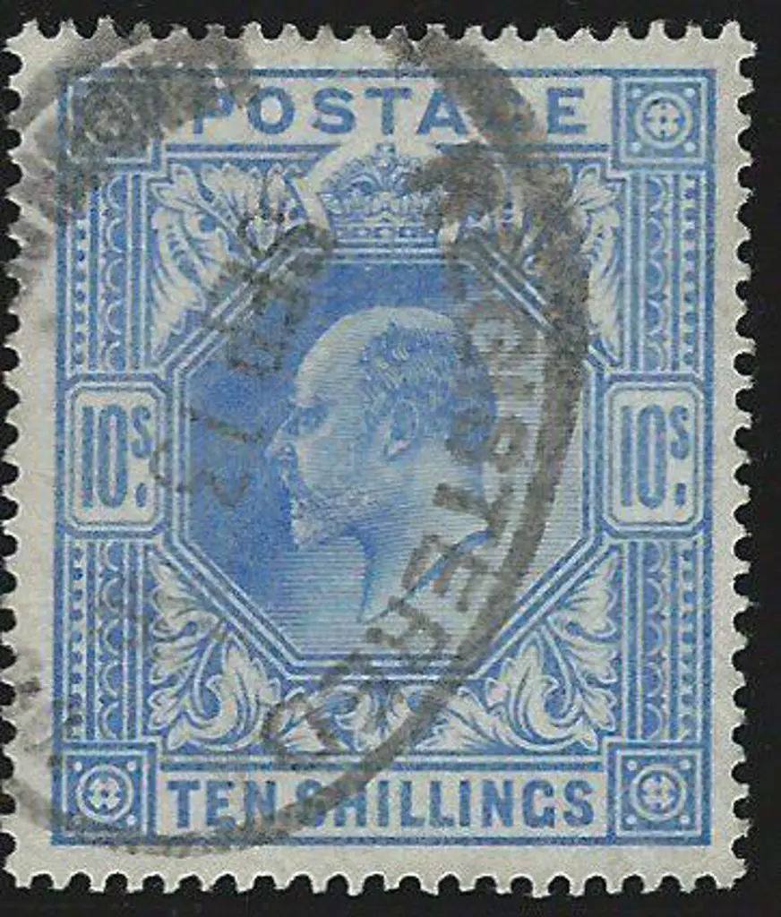 1902 10/- ultramarine KEVII F/U by London Reg ... Image 1++