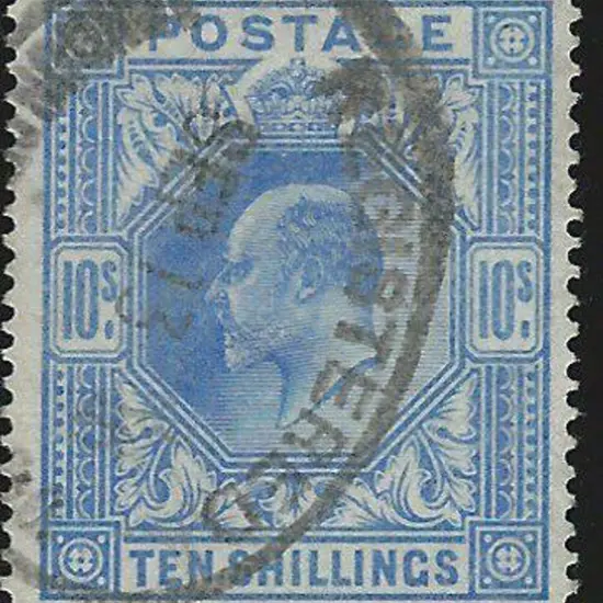 1902 10/- ultramarine KEVII F/U by London Reg ...