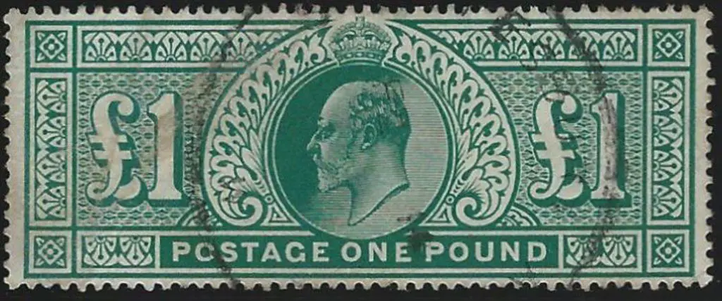 1902 £1 dull blue-green KEVII F/U by large ... Image 1++