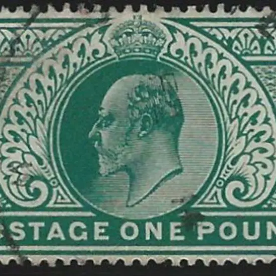 1902 £1 dull blue-green KEVII F/U by large ...