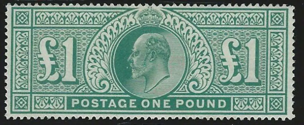 1902 £1 dull blue-green. Slight gum staining from ... Image 1++