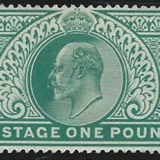 1902 £1 dull blue-green. Slight gum staining from ...