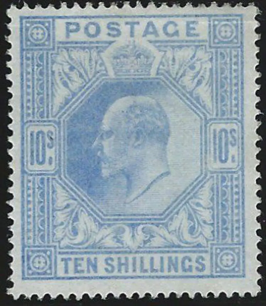 1911 10/- blue KEVII. MUH with just a hint of very ... Image 1++