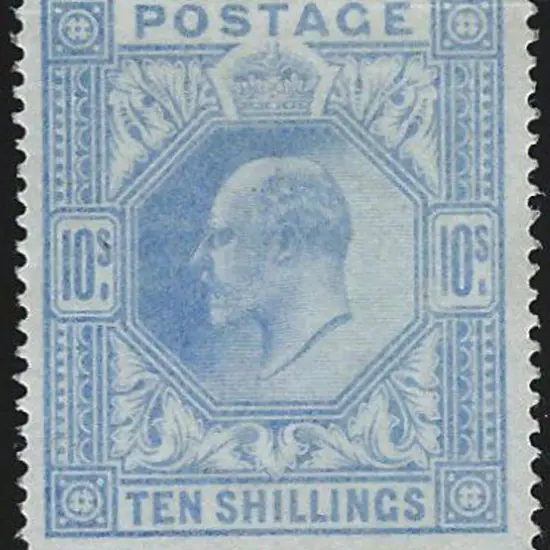 1911 10/- blue KEVII. MUH with just a hint of very ...