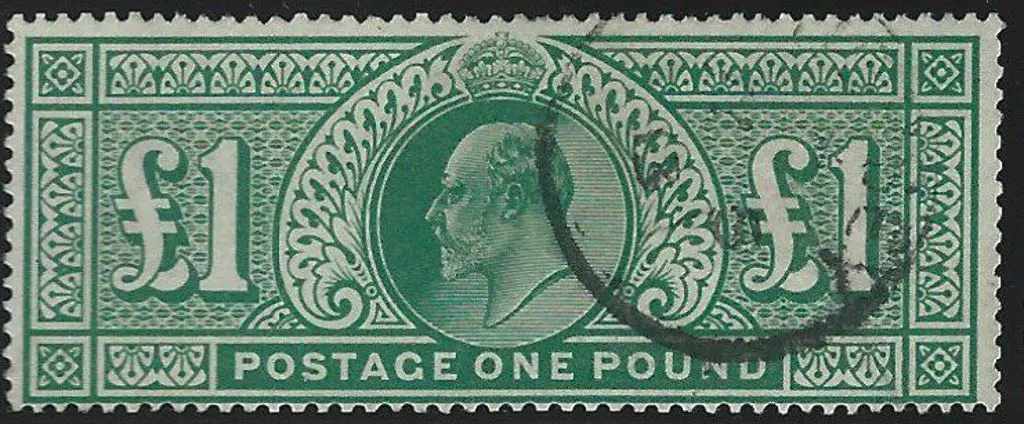 1911 £1 deep green KEVII F/U with light Guernsey ... Image 1++