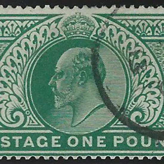 1911 £1 deep green KEVII F/U with light Guernsey ...