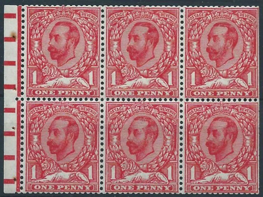 1912 1d scarlet Downey Head booklet pane of 6 with ... Image 1++