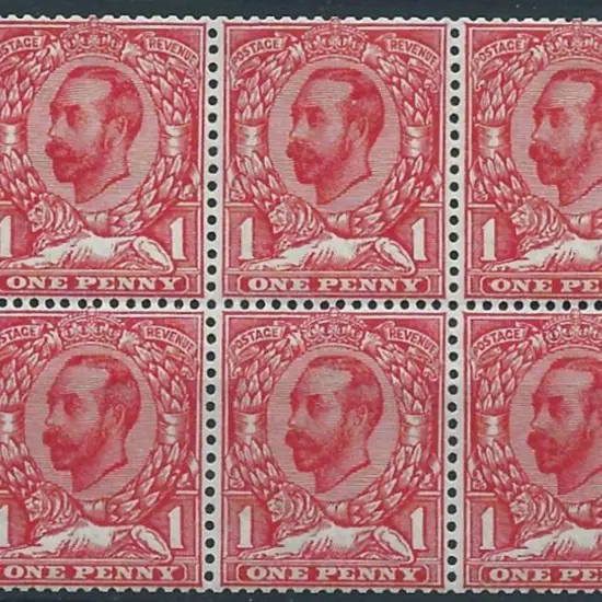 1912 1d scarlet Downey Head booklet pane of 6 with ...