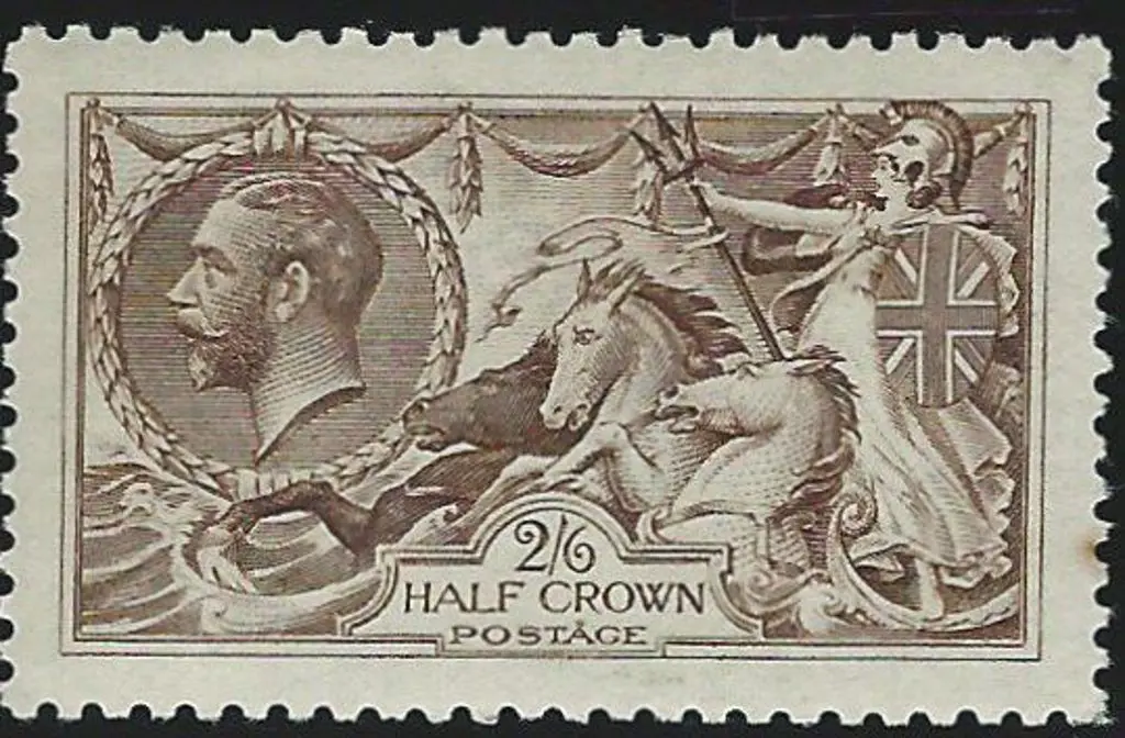 1913 2/6d sepia Seahorse, Waterlow printing. MUH ... Image 1++