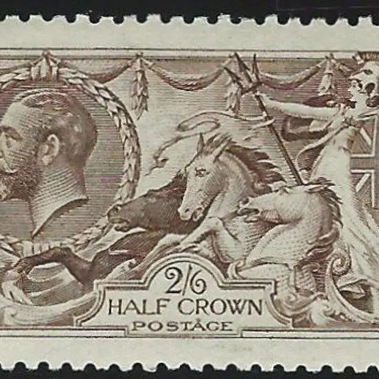 1913 2/6d sepia Seahorse, Waterlow printing. MUH ...