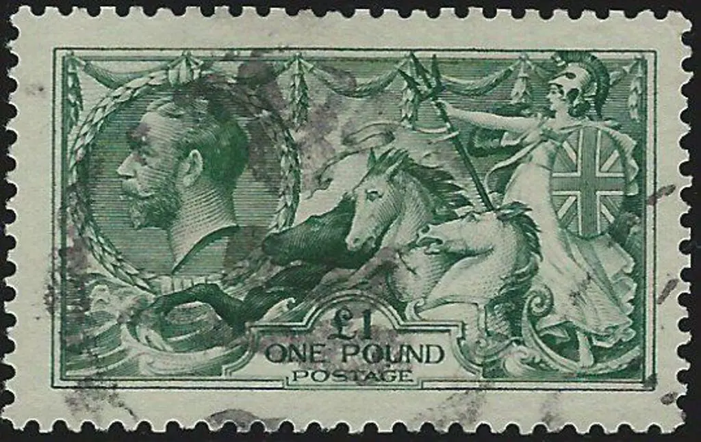 1913 £1 green Seahorse by Waterlow. Slightly ... Image 1++