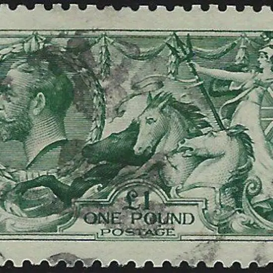 1913 £1 green Seahorse by Waterlow. Slightly ...