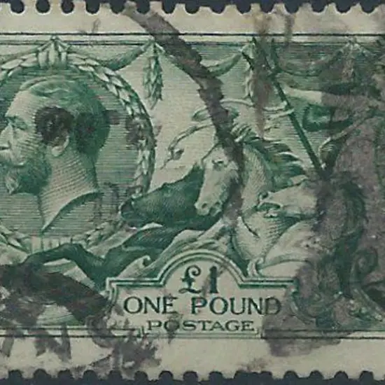 1913 £1 dull blue-green Seahorse by Waterlow. ...