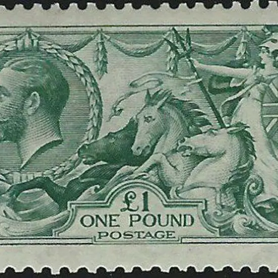 1913 £1 dull blue-green Seahorse. Stunning MVLH ...