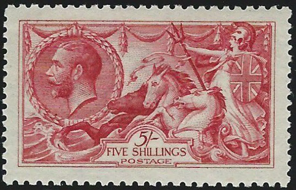 1915 5/- carmine Seahorse by DLR on ... Image 1++