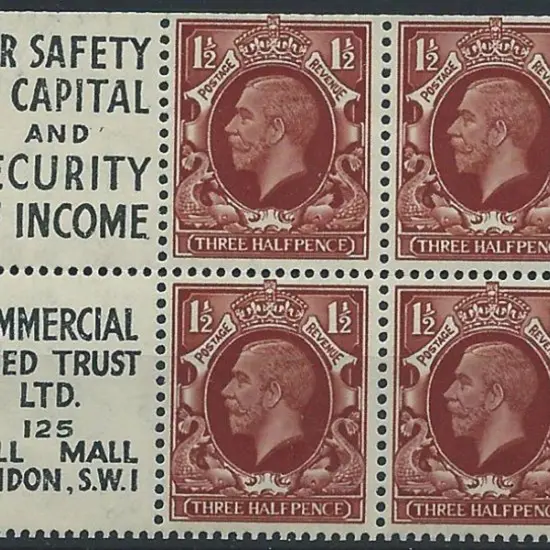 1934/36 1½d red-brown photogravure booklet pane of ...