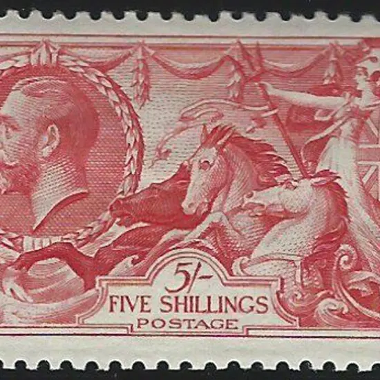 1934 5/- bright rose-red re-engraved Seahorse. MLH ...